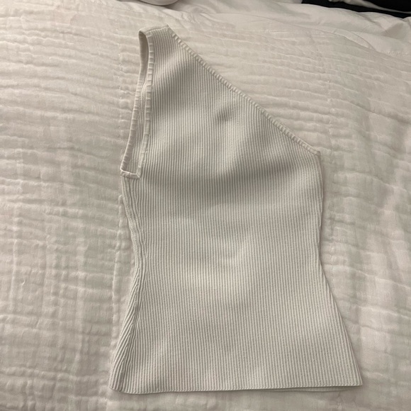 Aritzia Babaton Sculpt Knit One-Shoulder Tank in White Size XS - Picture 5 of 7